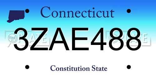 3ZAE488 Connecticut License Plate