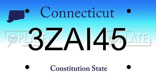 3ZAI45 Connecticut License Plate