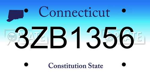 3ZB1356 Connecticut License Plate