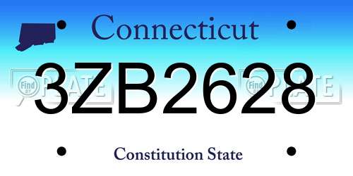 3ZB2628 Connecticut License Plate