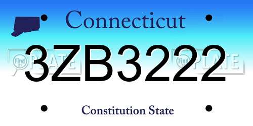 3ZB3222 Connecticut License Plate