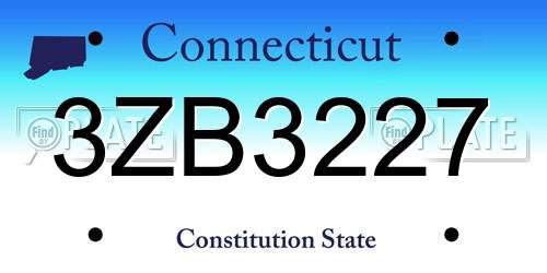 3ZB3227 Connecticut License Plate