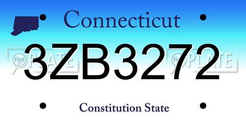 3ZB3272 Connecticut License Plate