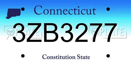3ZB3277 Connecticut License Plate