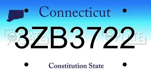 3ZB3722 Connecticut License Plate