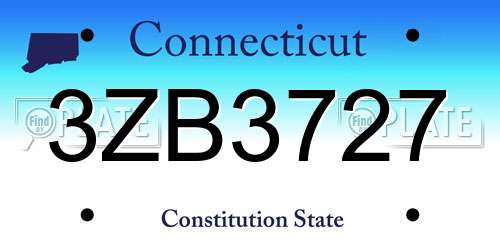 3ZB3727 Connecticut License Plate