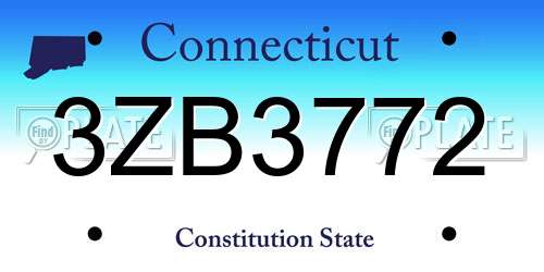 3ZB3772 Connecticut License Plate