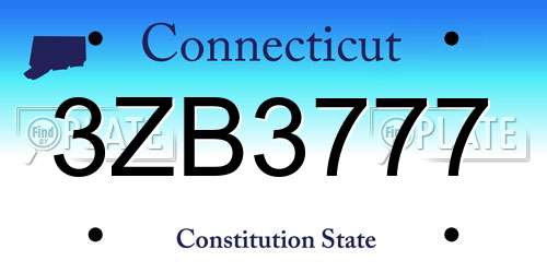 3ZB3777 Connecticut License Plate