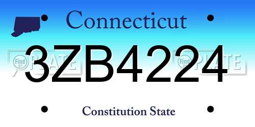 3ZB4224 Connecticut License Plate
