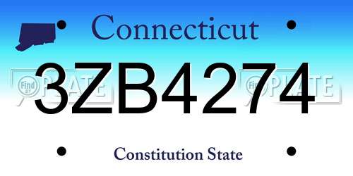 3ZB4274 Connecticut License Plate
