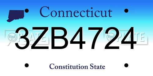 3ZB4724 Connecticut License Plate