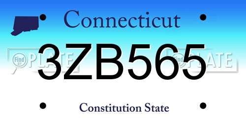 3ZB565 Connecticut License Plate