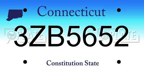 3ZB5652 Connecticut License Plate