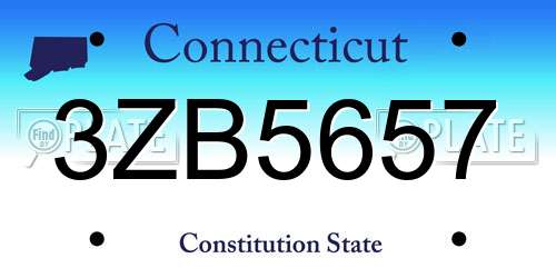 3ZB5657 Connecticut License Plate