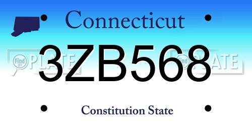 3ZB568 Connecticut License Plate
