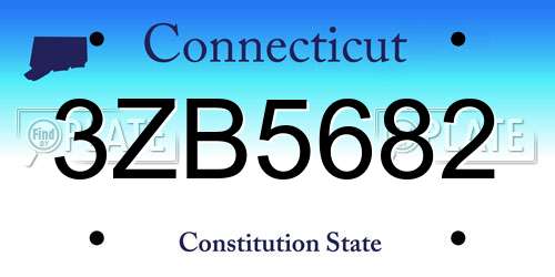 3ZB5682 Connecticut License Plate