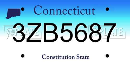 3ZB5687 Connecticut License Plate