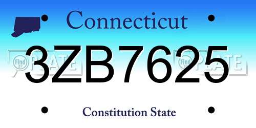 3ZB7625 Connecticut License Plate