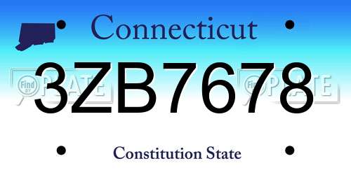 3ZB7678 Connecticut License Plate