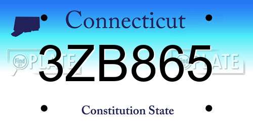 3ZB865 Connecticut License Plate