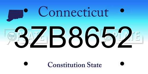 3ZB8652 Connecticut License Plate