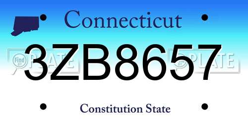 3ZB8657 Connecticut License Plate
