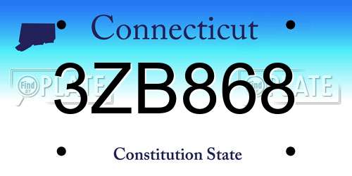 3ZB868 Connecticut License Plate