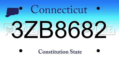 3ZB8682 Connecticut License Plate