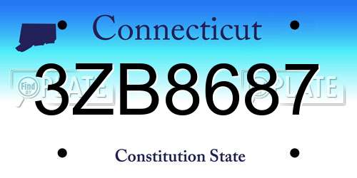 3ZB8687 Connecticut License Plate