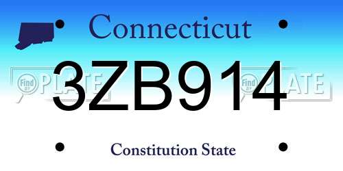 3ZB914 Connecticut License Plate