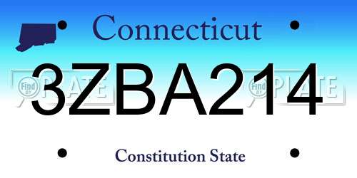 3ZBA214 Connecticut License Plate