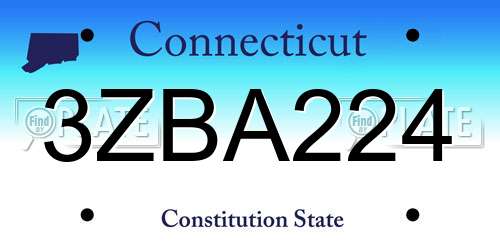 3ZBA224 Connecticut License Plate