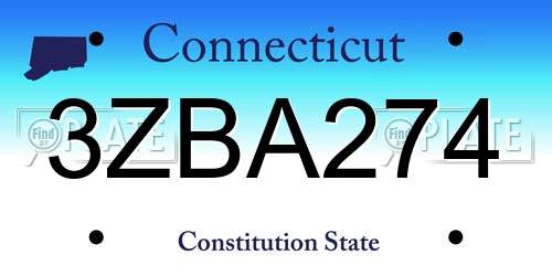 3ZBA274 Connecticut License Plate