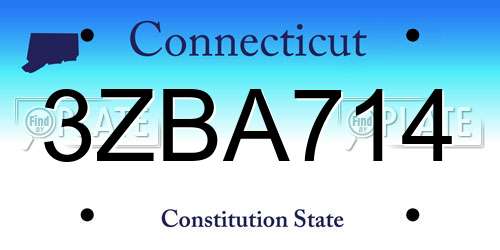 3ZBA714 Connecticut License Plate