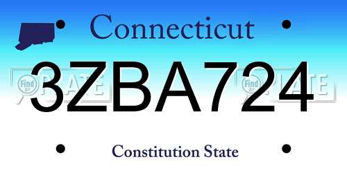 3ZBA724 Connecticut License Plate