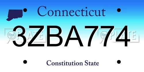 3ZBA774 Connecticut License Plate