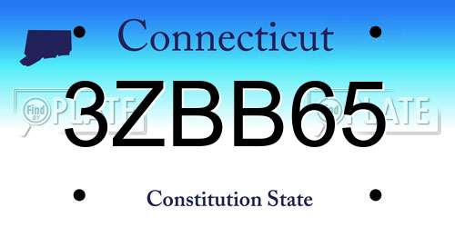 3ZBB65 Connecticut License Plate
