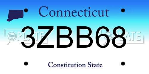 3ZBB68 Connecticut License Plate