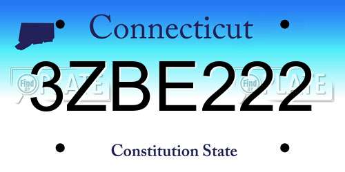 3ZBE222 Connecticut License Plate