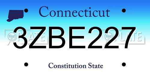 3ZBE227 Connecticut License Plate