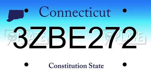 3ZBE272 Connecticut License Plate