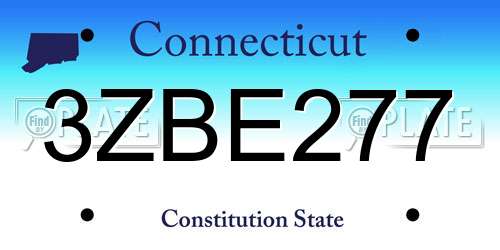 3ZBE277 Connecticut License Plate