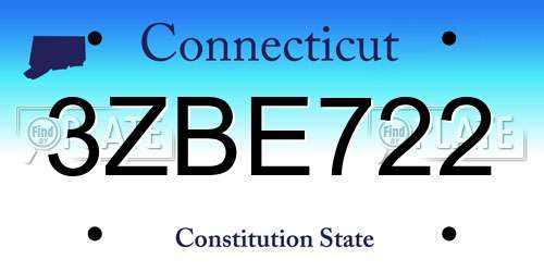 3ZBE722 Connecticut License Plate