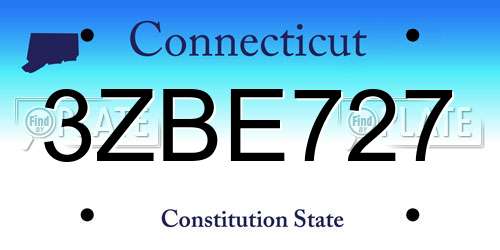3ZBE727 Connecticut License Plate