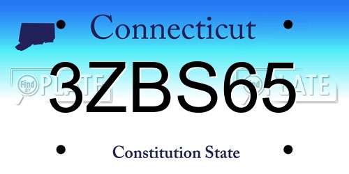 3ZBS65 Connecticut License Plate