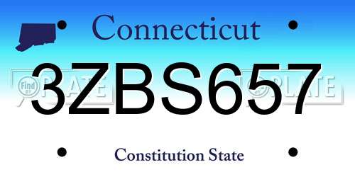 3ZBS657 Connecticut License Plate