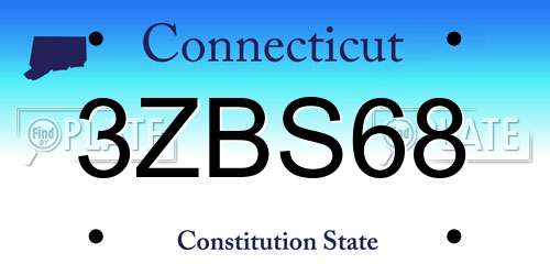 3ZBS68 Connecticut License Plate
