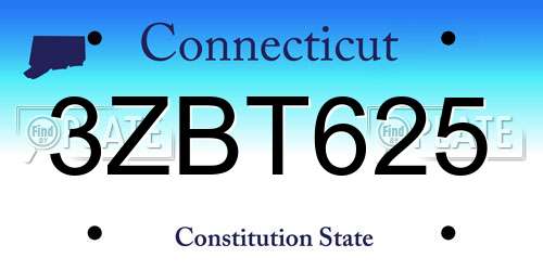 3ZBT625 Connecticut License Plate