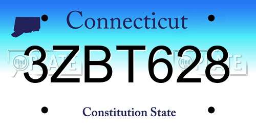 3ZBT628 Connecticut License Plate