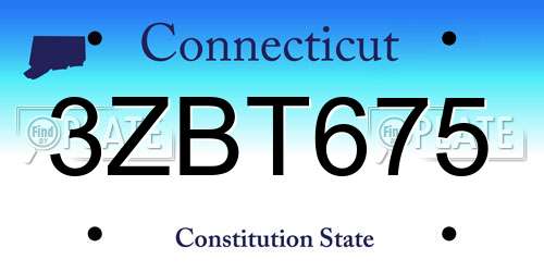 3ZBT675 Connecticut License Plate